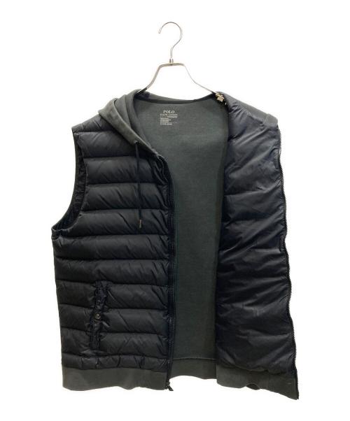 POLO RALPH LAUREN（ポロ・ラルフローレン）POLO RALPH LAUREN (ポロ・ラルフローレン) フーデット ダウンベスト ブラック サイズ:SIZE XLの古着・服飾アイテム