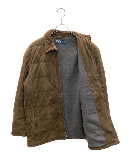 POLO RALPH LAUREN（ポロ・ラルフローレン）POLO RALPH LAUREN (ポロ・ラルフローレン) スウェードキルティング中綿ジャケット ブラウン サイズ:Mの古着・服飾アイテム