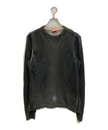 DIESEL（ディーゼル）の古着「K-DENIM-ROUND コーティングクルーネックニット」｜グレー