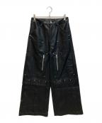 jent louisジェントルイス）の古着「Double Knee Leather Pants」｜ブラック