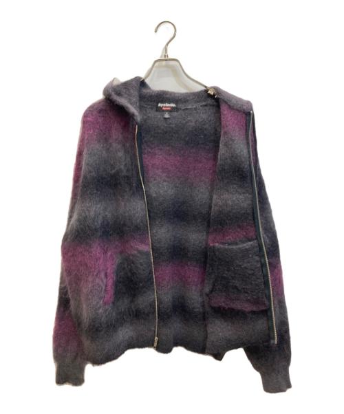 SUPREME（シュプリーム）Supreme (シュプリーム) Hysteric Glamour (ヒステリックグラマー) Mohair Zip Up Hooded Sweater パープル サイズ:SIZE Mの古着・服飾アイテム