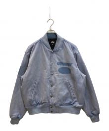 stussy（ステューシー）の古着「Ghost Logo Canvas Varsity」｜ブルー