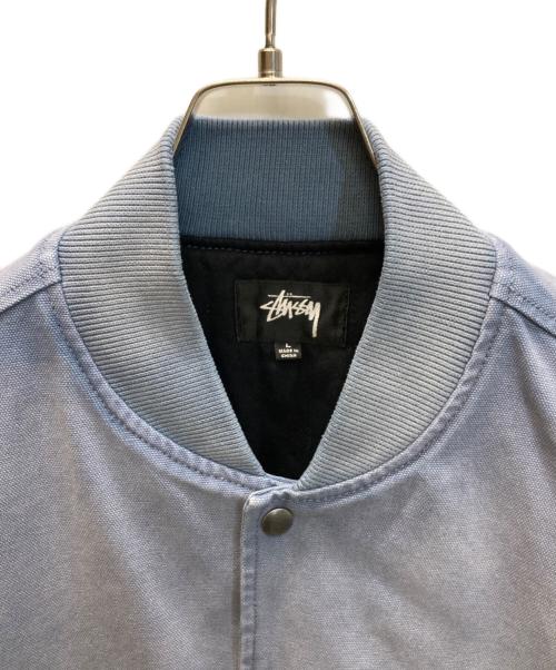 stussy（ステューシー）stussy (ステューシー) Ghost Logo Canvas Varsity ブルー サイズ:Lの古着・服飾アイテム