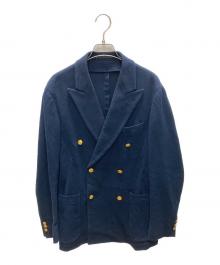 TOMORROW LAND（トゥモローランド）の古着「コットンダブルニット ダブルブレステッド6Bブレザー DONDY」｜ネイビー