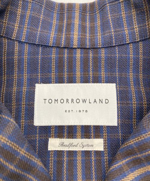 TOMORROW LAND（トゥモローランド）TOMORROW LAND (トゥモローランド) シェットランドウールツイード サファリジャケット ネイビー×ブラウン サイズ:SIZE Sの古着・服飾アイテム