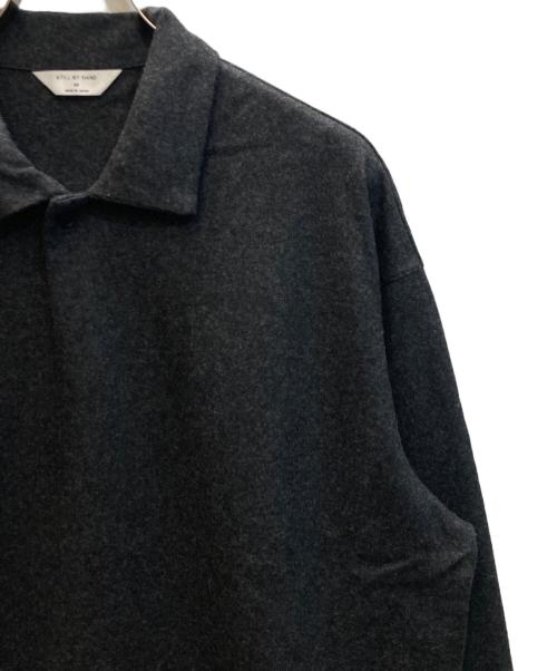 STILL BY HAND（スティルバイハンド）STILL BY HAND (スティルバイハンド) ウールシルクロングスリーブポロシャツ ブラック サイズ:SIZE 48の古着・服飾アイテム