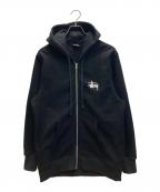 stussyステューシー）の古着「ロゴプリントジップパーカー」｜ブラック
