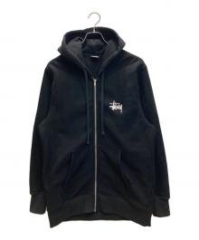 stussy（ステューシー）の古着「ロゴプリントジップパーカー」｜ブラック