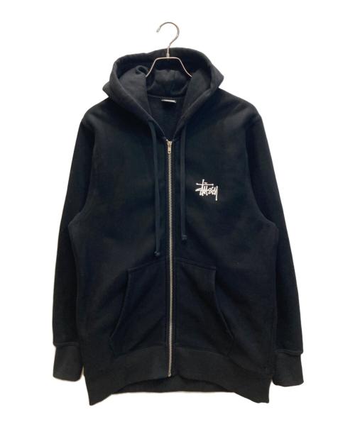 stussy（ステューシー）stussy (ステューシー) ロゴプリントジップパーカー ブラック サイズ:Mの古着・服飾アイテム