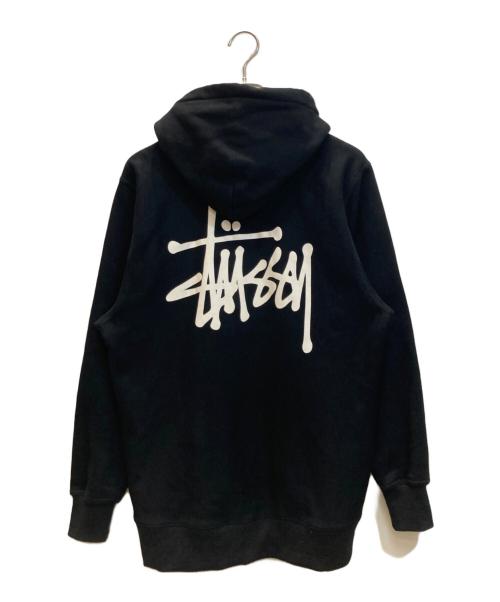 stussy（ステューシー）stussy (ステューシー) ロゴプリントジップパーカー ブラック サイズ:Mの古着・服飾アイテム