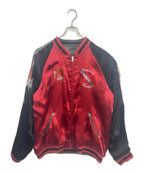 錦（ニシキ）錦 (ニシキ) エヴァンゲリオン リバーシブル スカジャン ブラック×レッド サイズ:Lの古着・服飾アイテム