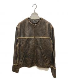 GUESS（ゲス）の古着「Crackle Leather Jacket」｜ブラウン
