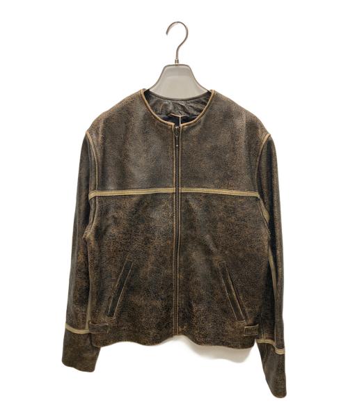 GUESS（ゲス）GUESS (ゲス) Crackle Leather Jacket ブラウン サイズ:XS 未使用品の古着・服飾アイテム