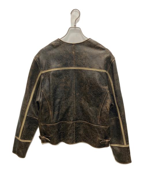 GUESS（ゲス）GUESS (ゲス) Crackle Leather Jacket ブラウン サイズ:XS 未使用品の古着・服飾アイテム