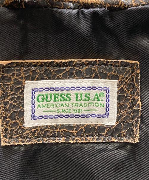 GUESS（ゲス）GUESS (ゲス) Crackle Leather Jacket ブラウン サイズ:XS 未使用品の古着・服飾アイテム