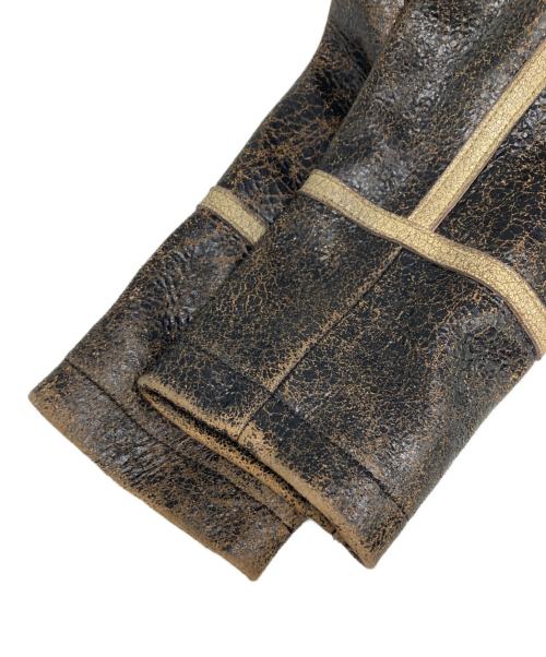 GUESS（ゲス）GUESS (ゲス) Crackle Leather Jacket ブラウン サイズ:XS 未使用品の古着・服飾アイテム