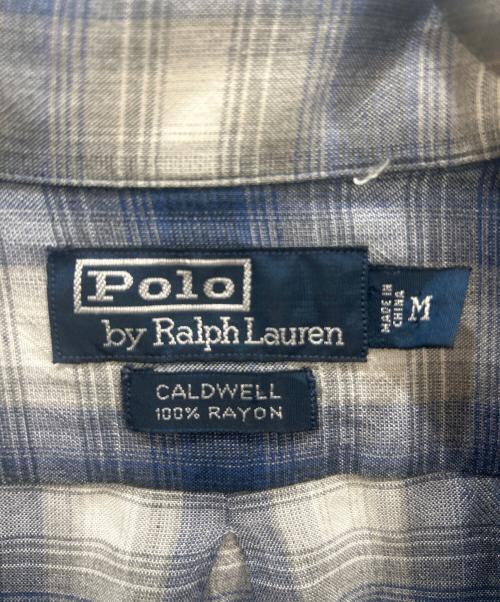 POLO RALPH LAUREN（ポロ・ラルフローレン）POLO RALPH LAUREN (ポロ・ラルフローレン) オープンカラー レーヨン オンブレチェックシャツ ネイビー×ホワイト サイズ:Mの古着・服飾アイテム