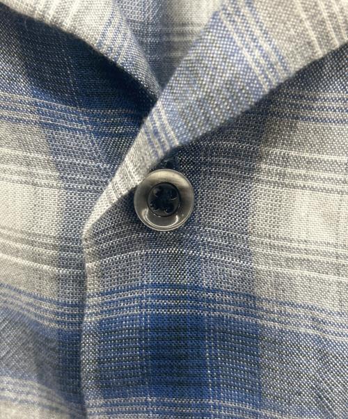 POLO RALPH LAUREN（ポロ・ラルフローレン）POLO RALPH LAUREN (ポロ・ラルフローレン) オープンカラー レーヨン オンブレチェックシャツ ネイビー×ホワイト サイズ:Mの古着・服飾アイテム