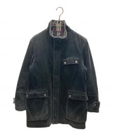 BURBERRY BLACK LABEL（バーバリーブラックレーベル）の古着「コーデュロイスタンドカラーコート」｜ブラック