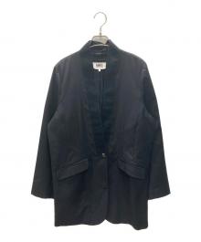 MM6 Maison Margiela（エムエムシックスメゾンマルジェラ）の古着「ノーカラー ロング シングル ジャケット」｜ブラック