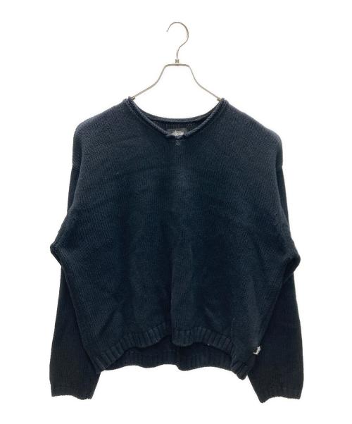 stussy（ステューシー）stussy (ステューシー) Roll V Neck ニット ブラック サイズ:Lの古着・服飾アイテム