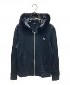 BURBERRY BLACK LABELバーバリーブラックレーベル）の古着「ラビットファー付ジップパーカー」｜ブラック