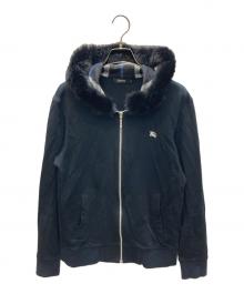 BURBERRY BLACK LABEL（バーバリーブラックレーベル）の古着「ラビットファー付ジップパーカー」｜ブラック