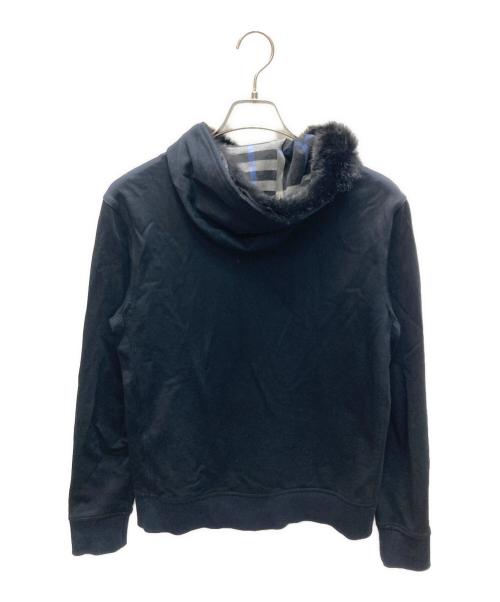 BURBERRY BLACK LABEL（バーバリーブラックレーベル）BURBERRY BLACK LABEL (バーバリーブラックレーベル) ラビットファー付ジップパーカー ブラック サイズ:2の古着・服飾アイテム