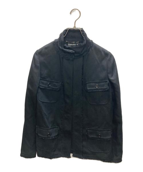 DOLCE & GABBANA（ドルチェ＆ガッバーナ）DOLCE & GABBANA (ドルチェ＆ガッバーナ) フリンジ比翼ジャケット ブラック サイズ:SIZE 40の古着・服飾アイテム