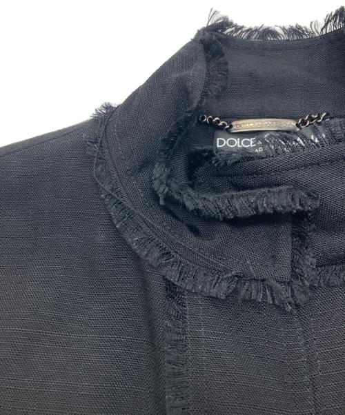 DOLCE & GABBANA（ドルチェ＆ガッバーナ）DOLCE & GABBANA (ドルチェ＆ガッバーナ) フリンジ比翼ジャケット ブラック サイズ:SIZE 40の古着・服飾アイテム