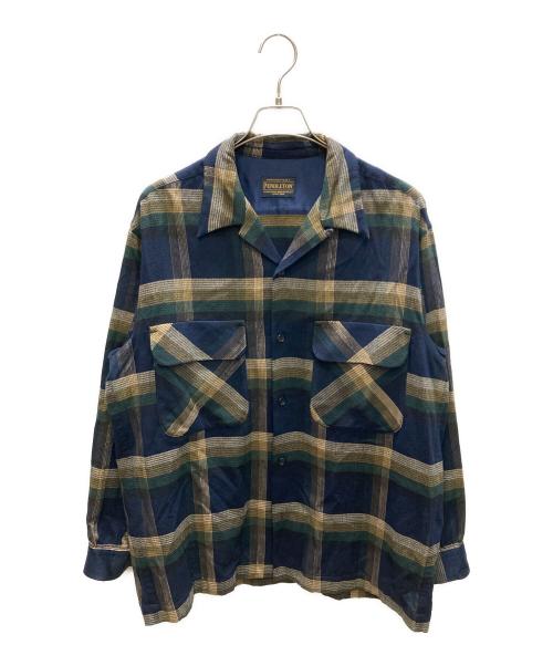 PENDLETON（ペンドルトン）PENDLETON (ペンドルトン) TOMORROW LAND (トゥモローランド) シルクシャギー ボードシャツ ネイビー サイズ:SIZE Mの古着・服飾アイテム