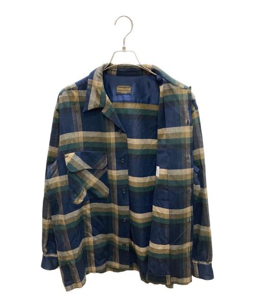PENDLETON（ペンドルトン）PENDLETON (ペンドルトン) TOMORROW LAND (トゥモローランド) シルクシャギー ボードシャツ ネイビー サイズ:SIZE Mの古着・服飾アイテム