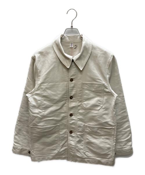 le travailleur gallice（ル・トラヴァイユール・ガリス）le travailleur gallice (ル・トラヴァイユール・ガリス) LA VESTE モールスキン ワークジャケット アイボリー サイズ:2の古着・服飾アイテム