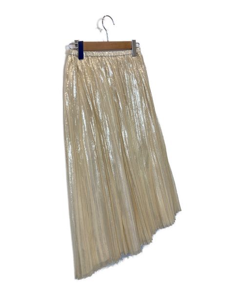 DRAWER（ドゥロワー）DRAWER (ドゥロワー) シルクポリ シルバーラメプリーツスカート ベージュ サイズ:36の古着・服飾アイテム