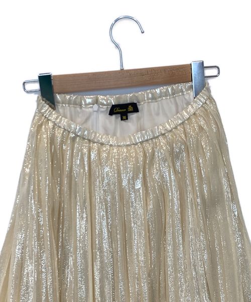 DRAWER（ドゥロワー）DRAWER (ドゥロワー) シルクポリ シルバーラメプリーツスカート ベージュ サイズ:36の古着・服飾アイテム