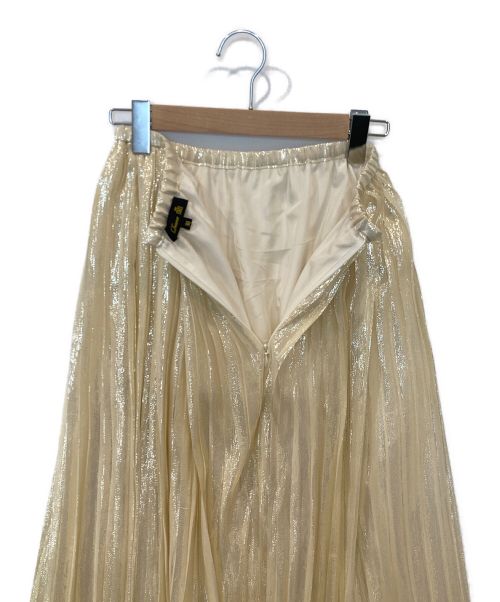 DRAWER（ドゥロワー）DRAWER (ドゥロワー) シルクポリ シルバーラメプリーツスカート ベージュ サイズ:36の古着・服飾アイテム