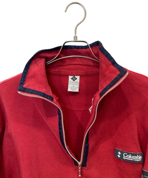 Columbia（コロンビア）Columbia (コロンビア) ハーフジップスウェット レッド サイズ:Lの古着・服飾アイテム