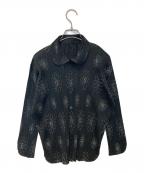 PLEATS PLEASEプリーツプリーズ）の古着「フラワーステッチプリーツシャツ」｜ブラック