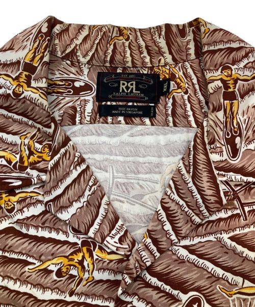 RRL（ダブルアールエル）RRL (ダブルアールエル) レーヨンアロハシャツ ブラウン サイズ:ＸＸＬの古着・服飾アイテム