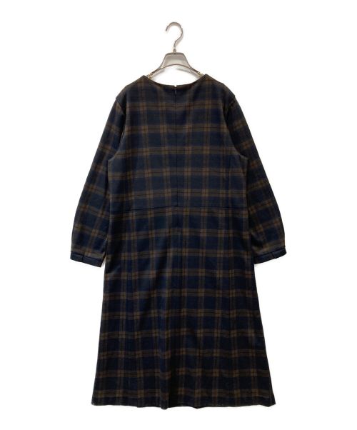 J.PRESS（ジェイプレス）J.PRESS (ジェイプレス) チェックジャカードジャージー ワンピース ネイビー サイズ:表記なしの古着・服飾アイテム