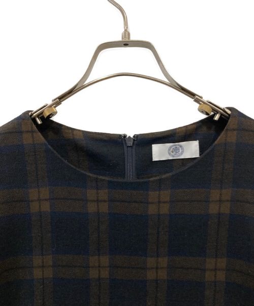 J.PRESS（ジェイプレス）J.PRESS (ジェイプレス) チェックジャカードジャージー ワンピース ネイビー サイズ:表記なしの古着・服飾アイテム