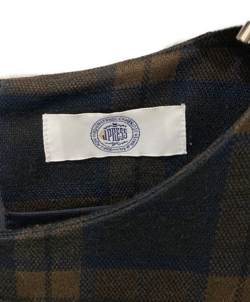 J.PRESS（ジェイプレス）J.PRESS (ジェイプレス) チェックジャカードジャージー ワンピース ネイビー サイズ:表記なしの古着・服飾アイテム