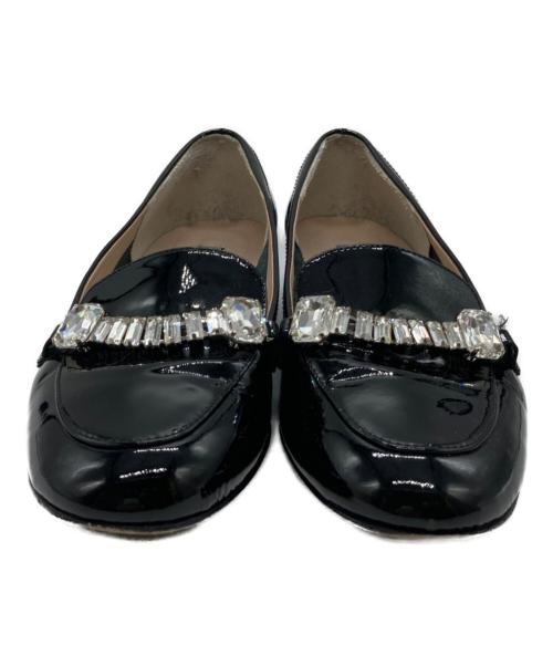 INTER-CHAUSSURES（インターショシュール）INTER-CHAUSSURES (インターショシュール) ビジューモカシューズ ブラック サイズ:36の古着・服飾アイテム