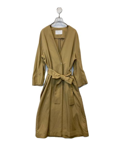 BALLSEY（ボールジィ）BALLSEY (ボールジィ) レーヨンコットン ベルテッドノーカラーコート　11-08-92-08303 ブラウン サイズ:36の古着・服飾アイテム