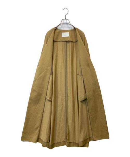 BALLSEY（ボールジィ）BALLSEY (ボールジィ) レーヨンコットン ベルテッドノーカラーコート　11-08-92-08303 ブラウン サイズ:36の古着・服飾アイテム