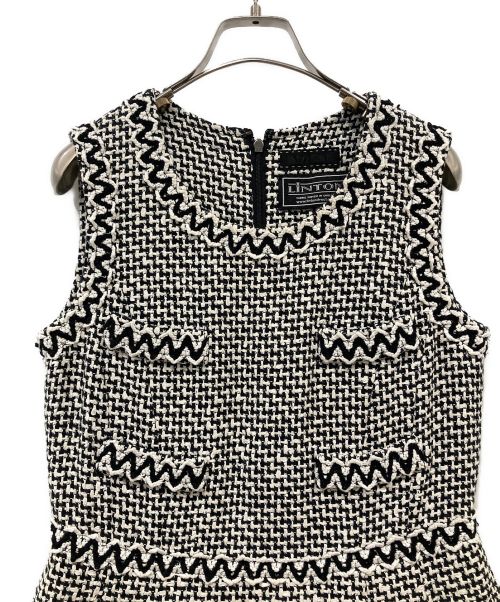 TO BE CHIC（トゥービーシック）TO BE CHIC (トゥービーシック) ツイードワンピース ブラック×ホワイト サイズ:40の古着・服飾アイテム