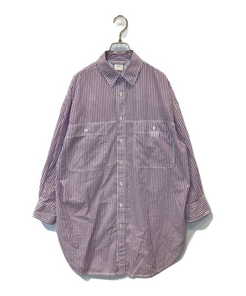 Spick and Span（スピック＆スパン）Spick and Span (スピックアンドスパン) ボイルストライプロングルーズシャツ パープル サイズ:FREEの古着・服飾アイテム