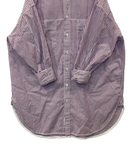 Spick and Span（スピック＆スパン）Spick and Span (スピックアンドスパン) ボイルストライプロングルーズシャツ パープル サイズ:FREEの古着・服飾アイテム