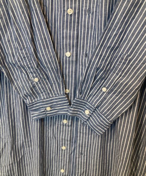 ARMEN（アーメン）ARMEN (アーメン) UTILITY BAND COLLAR LONG OP STRIPE ブルー×ホワイト サイズ:3の古着・服飾アイテム