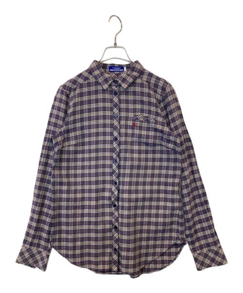 BURBERRY BLUE LABEL（バーバリー ブルー レーベル）BURBERRY BLUE LABEL (バーバリーロンドンブルーレーベル) ノバチェックシャツ パープル サイズ:38の古着・服飾アイテム